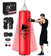 Prorobust Zware bokszak voor heren, dames en kinderen, ongevulde bokszakset met bokshandschoenen, ketting, plafondhaak voor MMA, kickboksen, muay thai, karate, taekwondo (1,2 m