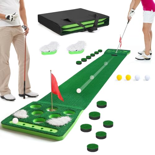 Kemldivs Golf Putting Game Set, Detachable Golf Putting Green Mat With 4 Balls, 2 Cups &Amp; Flags, 1 Portable Bag For Indoor &Amp; Outdoor Party Game Use