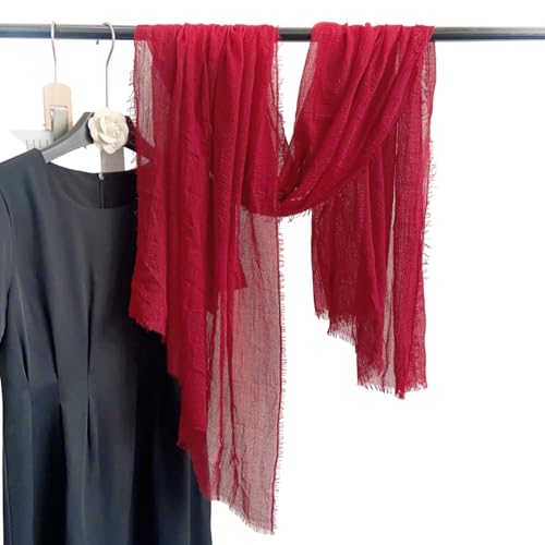 Image of Crinkled PolyCotton Scarf for Women - 180 x 90 cm Stole for Women | PolyCotton Scarf for Summers, Head Cover for Women | Lightweight Scarf for Women | Women Accessory