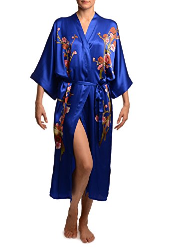 Robe de chambre en soie de luxe au motif Sakura Bloom élégant