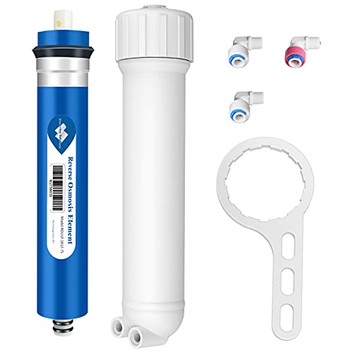 Membrane Solutions 75 GPD RO Membrane, Reverse Osmosis Membrane with Membrane Housing, Wrench, 1/4