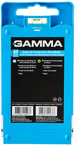 Gamma Ferramentas Kit De Pontas De Parafusadeira Com 40 Peças G19525Ac Azul