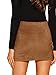 Floerns Women's High Waist Faux Suede Double Zipper Front Bodycon Mini Skirt Brown B XS