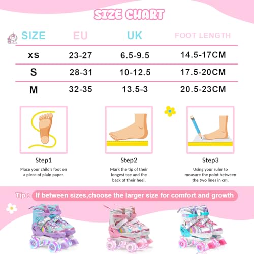 OLYSPM Kids Roller Skates for Girls Boys Pro 4-Size Adjustable, Roller boots With 8 Light Up Wheels, Beginner safe Children's Quad Skates - Ideal Christmas Birthday Gift(Pink,S) - Image 6