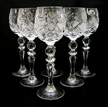 SET of 6 Russian CUT Crystal Shot/sherry Glasses on a Long Stem 60ml/2oz Hand Made