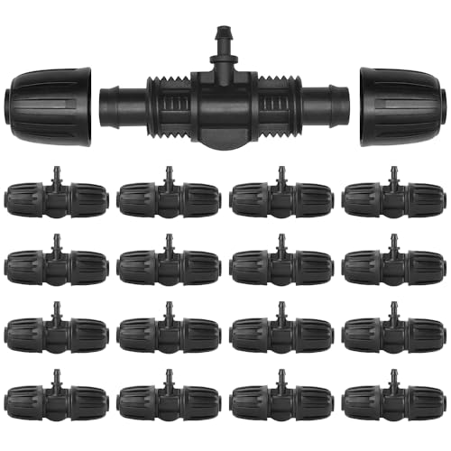 Riisoyu Conectores en T de Púas para Riego por Goteo, Accesorios de Riego Automático Conectores de Manguera en T para Jardín Sistema de riego por Atomización Manguera En Forma De 4/7 T