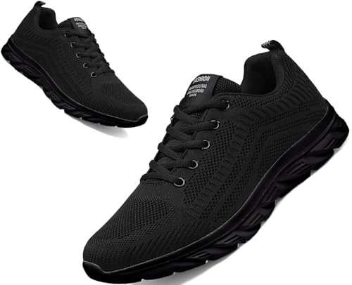 [kepglow] スニーカー メンズ ウォーキングシューズ レディース 軽量 通気 運動靴 ランニングシューズ スポーツシューズ 男女兼用 日常着用 通勤 お洒落 旅行 通学 黒 27.5cm