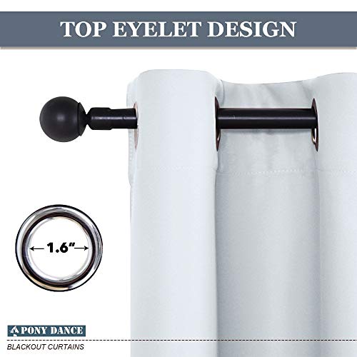 Image of PONY DANCE White Window Curtains - Home Decor Panels Elegant Chrome Heavy-Duty Decorative Light Blocking Draperie for Kitchen & Bedroom, 42 by 54 inches, 2 PCs