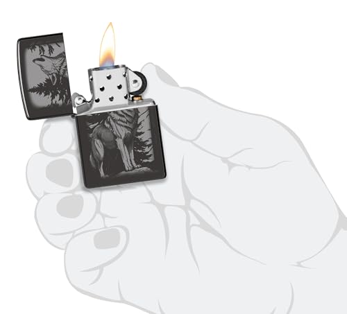 Encendedor Zippo Howling Wolf Negro Brillante miniatura 5