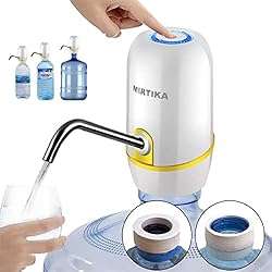 Dispensador De Agua Recargable Precio MIRTIKA Dispensador de Agua para garrafas con Adaptador para Botellas de Agua comerciales. Grifos para Botellas de Agua Mineral. Dispensadores de Agua para bidones, Bomba eléctrica Agua (Blanco)
