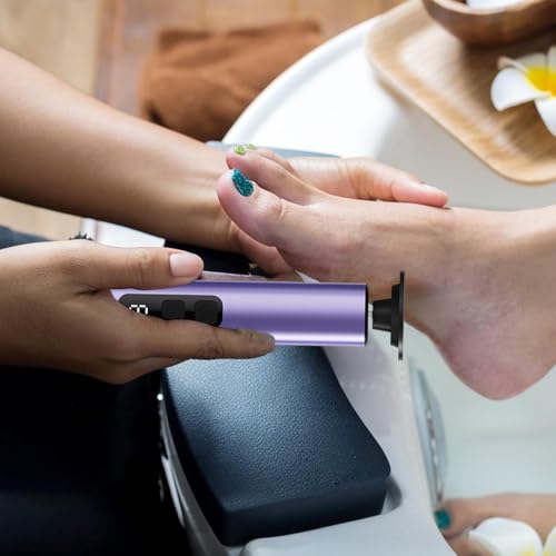 Meuleuse à pieds, petite ponceuse pour callosités | Rotation à 360 degrés, 9 vitesses avec disques de papier abrasif et têtes de meulage pour homme et femme – vue 2