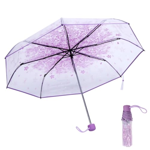 Paraguas transparente para el colegio y tardes de lluvia con diseño de cerezo