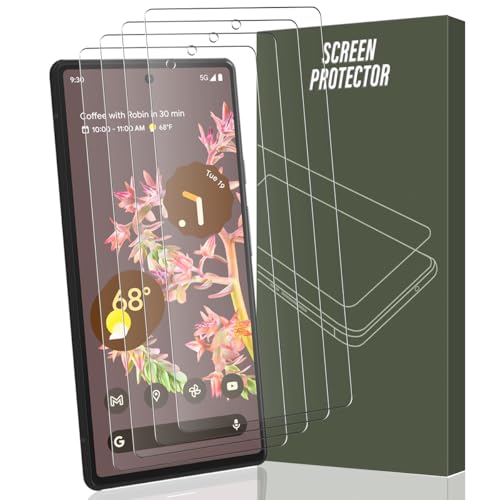 Gelaasso 4 Piezas Protector de Pantalla para Google Pixel 6, Cristal Templado 9H Anti-Rayaduras, Transparente HD Cristal Templado para Google Pixel 6