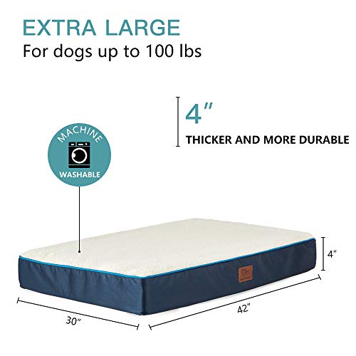 Sunstyle Home Orthopedic Foam Dog Bed For Large & X-Large Dogs Up To 100Lbs With Waterproof Removable Cover, Mattress Pet Mat Bed For Dogs & Cats - Orthopedic Egg Crate Foam Platform, Dark Blue #TOP1