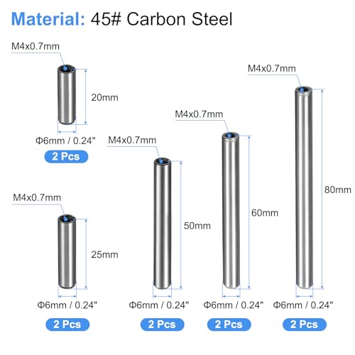 QUARKZMAN 10pcs Pasador cilíndrico con rosca interna M4, 5 tamaños, biselado plano, acero al carbono, para camas, libreros y dispositivos metálicos industriales - imagen 2