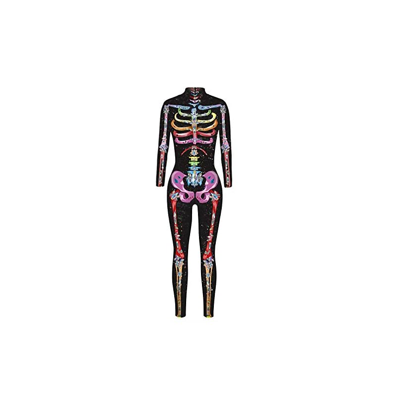 Honeystore-Womens-Skeleton-Print-Jumpsuit-Costume-3D-Stretch-Bodysuit-Cosplay