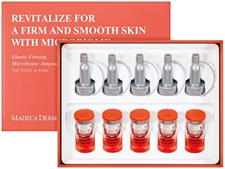 MADECA DERMA ELASTIC MICROBIOME AMPOULE for Women by Dongkook Pharmaceutical - Facial Serum for Skin Anti-Aging & Elasticity Restoration with Elastinc Firming Biome & Hyaluronic Acid (7ml/0.23 fl oz * 5)