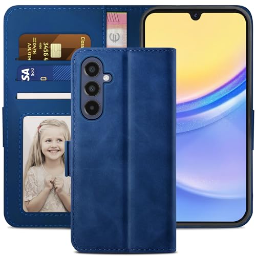 YATWIN Handyhülle Kompatibel mit Samsung Galaxy A15 4G/5G Hülle Klapphülle Samsung A15 Premium Leder Brieftasche Schutzhülle [Kartenfach] [Magnet] [Stand] Handytasche Case für Samsung A15 Blau