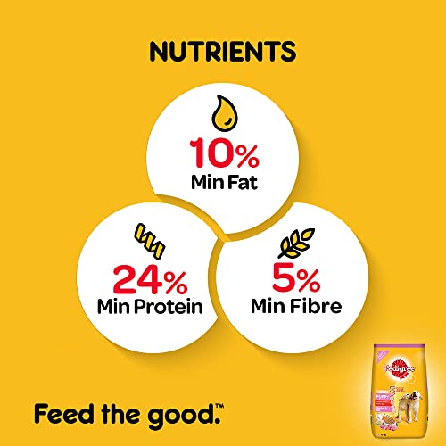 Image of Pedigree Puppy Dry Dog Food, Chicken & Milk, 10 kg, Contains 37 Essential Nutrients, 100% Complete & Balanced Food for Puppies (Pack of 2)