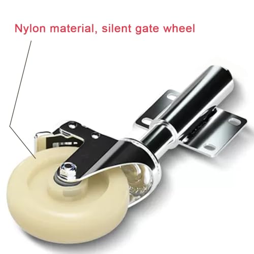 Ruedas de puerta con freno, soporte resistente con resorte, diseño antideslizante y silencioso, ruedas de nailon de 3 a 5 pulgadas para puertas de madera y metal