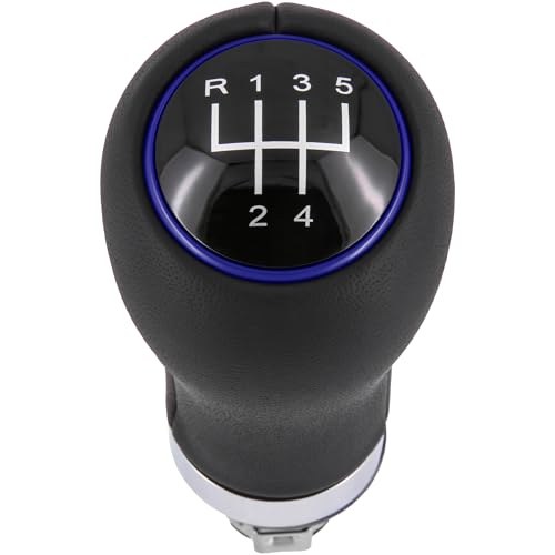 Recambo Schaltknauf 5 Gang passend für VW Fox 2005-2011, Lupo 1998-2005, Plug & Play, Auto Schalthebel, schwarz - blau