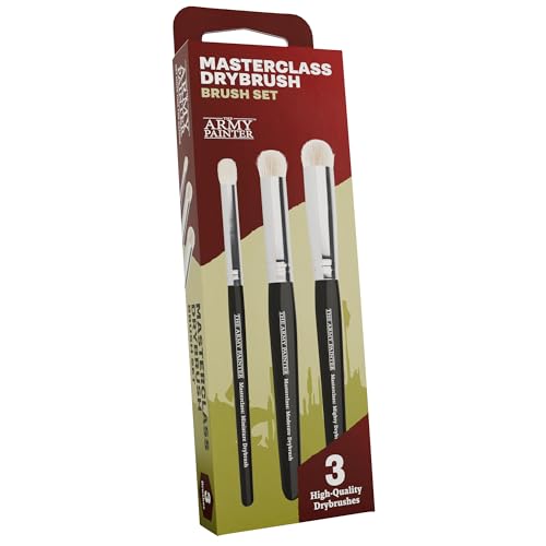 The Army Painter Masterclass Drybrush Set Acrylic 3 Sizes Hobby Drybrushes Goat Hair Brush Set: 15 mm Mighty Drybrush 12 mm Moderate Drybrush 7 mm Miniature Drybrush for Tabletop Roleplaying