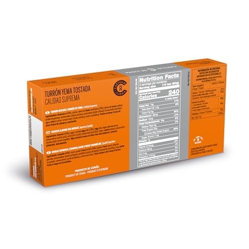 Castillo de Jijona Nougat aus geröstetem Eigelb, 200 g, traditionell, weich und cremig, glutenfrei, hohe Qualität, 18 Monate Lebensdauer, Handgemachtes Rezept - Spanien (Jijona)