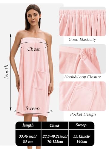 Image of Towel Wrap For Women After Shower,Plush Bath Robe Female,Sauna Spa Wrap Around Towels With Pockets