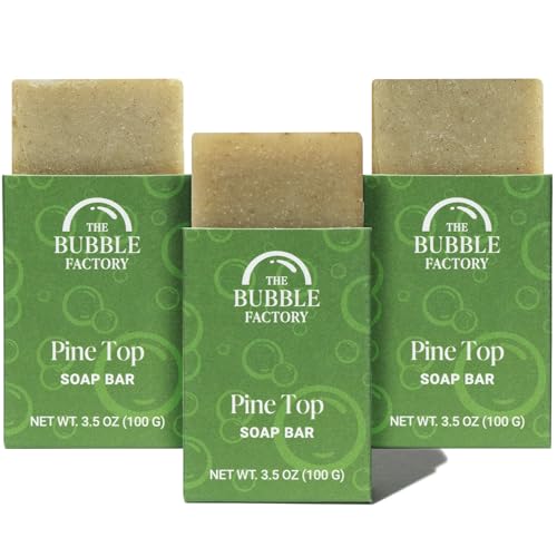 Image of Handmade Natural Bath & Body Soap Bar, Vegan, All-Natural, Palm Oil Free, Made in USA with Shea Butter + Essential Oils, Pine Top, 3 Bars
