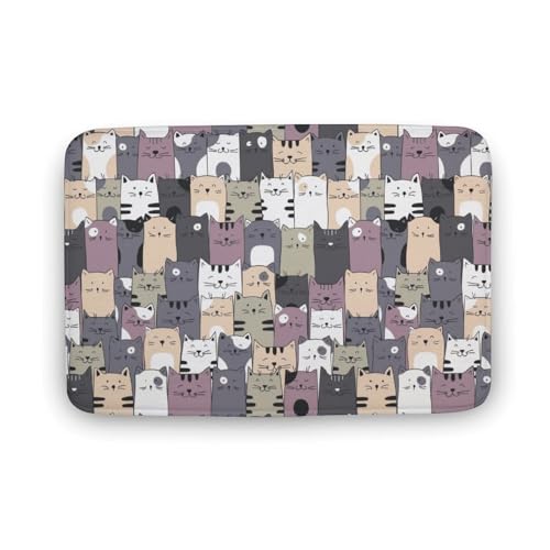 バスマット お風呂マット 猫 シームレス 可愛い カラフル 玄関マット マイクロファイバー 速乾 吸水 すべり止め やわらか ふわふわ 浴室 脱衣所 台所 丸洗い可能 手入れ簡単 19.7"x31.5"