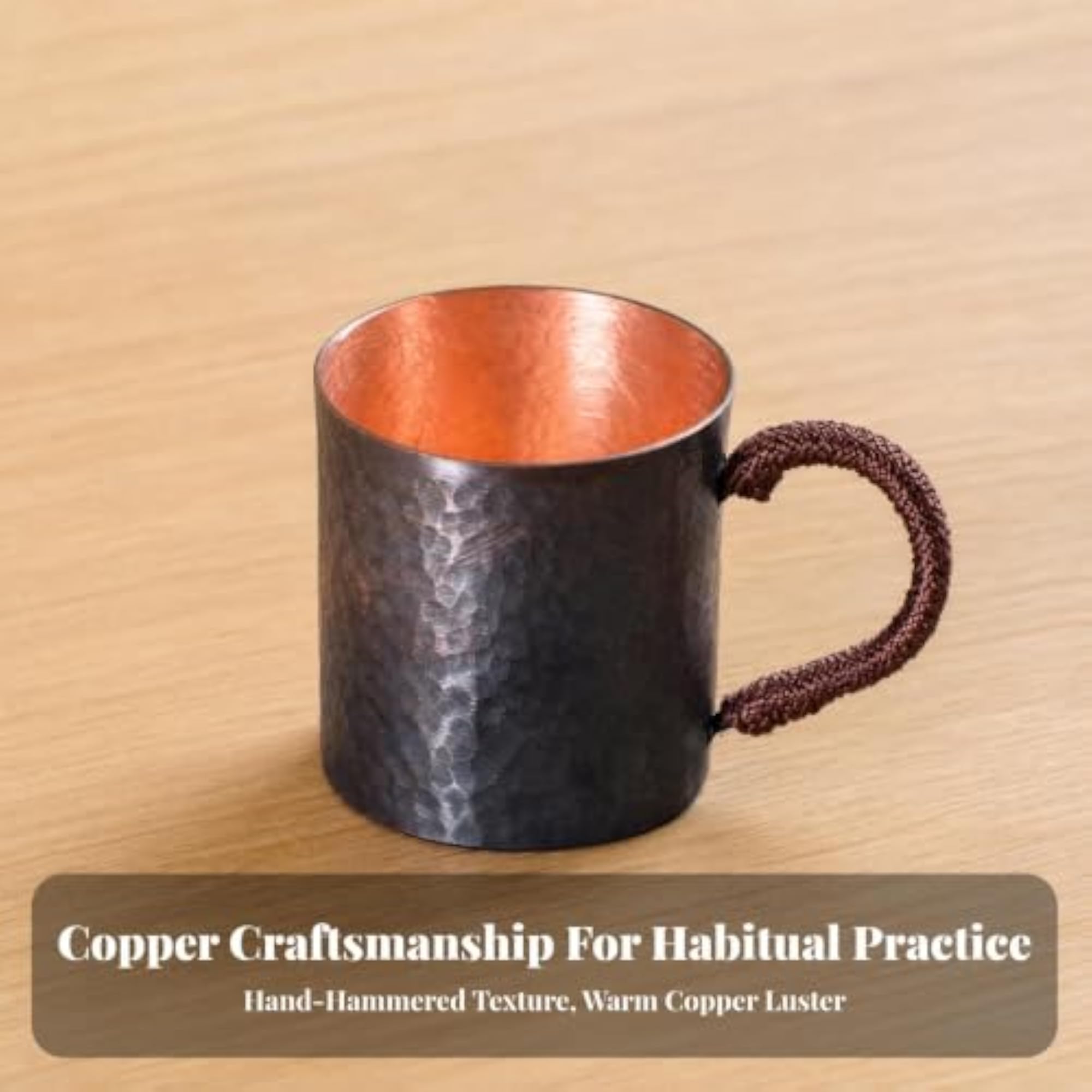 Handmade Pure Copper Cup, Handcrafted Hammered Drinkware