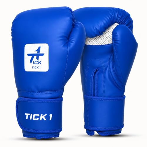 Image of Boxing Gloves for Men & Women, Punching Gloves for Training & Heavy Bag Punching with Moulded Foam Padding. Durable PU Material with Secure Velcro Wrist Support (Blue, 14 oz)