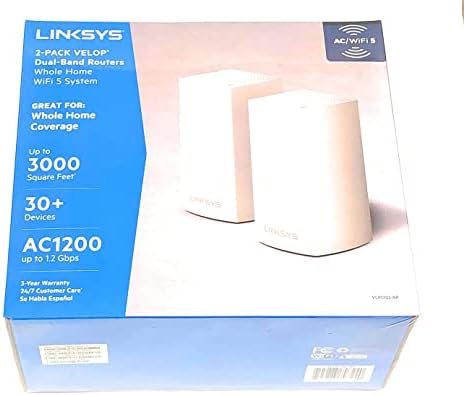 Linksys Velop Mesh Home WiFi System, 3,000 Sq. ft, 20+ Devices, 1.3Gbps - VLP0102-NP