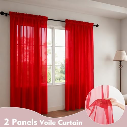 Cortinas de gasa semitransparentes sala de estar 182 cm largo ventanas translúcidas 2 paneles 3