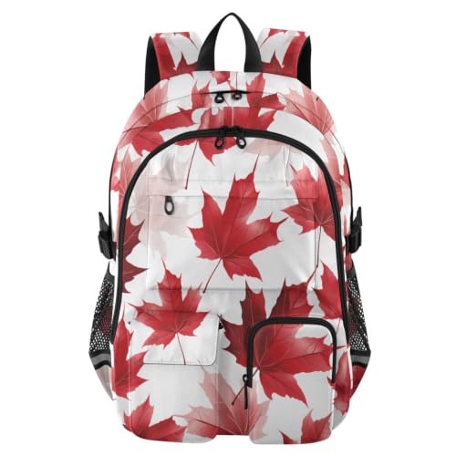 Mochila de viaje vintage juvenil con diseño de hojas canadiense
