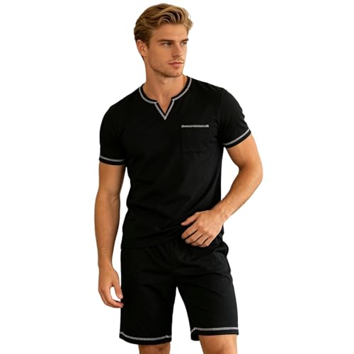 Pyjama 2 pièces pour homme anti transpiration avec taille élastique