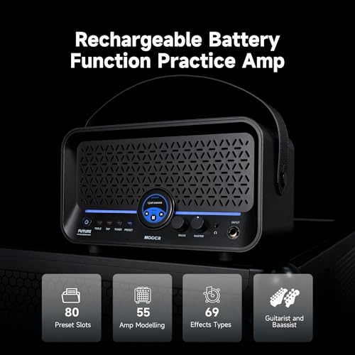 MOOER F15i AI Smart Guitar Amp Touch Screen 15W With Effects Application, 6 Hours Playtime, 55 Amp Models, 66 Effects Types, Loop/Drum Machine/Mod/Reverb/Delay, OTC Record For Electric Guitar And Bass