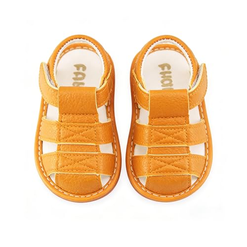 Image of SOFMUO Baby Boys Girls Squeaky Sandals Non-Slip Soft Rubber Sole Closed Toe Infant Summer Outdoor Shoes Toddler First Walkers