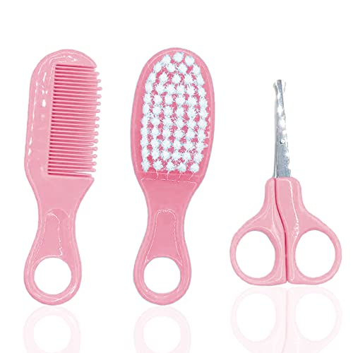 Baby Grooming Kit, Infant Safety Care Set With Hair Brush Comb Nail Clipper Nasal Aspirator Ear Cleaner,Baby Essentials Kit For Newborn Girls Boys (Pink Baby Grooming Kit) #TOP4