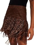 Minifalda plisada con volantes y estampado de leopardo Y2K para mujer, de tiro bajo, media falda fluida, de malla de hadas, minifaldas, caqui, M