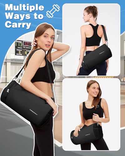 Image of Small Gym Bag for Women,Waterproof Mini Duffle Bag Womens Spotrs WorkoutBags Small Travel Duffel Bag with Wet Pocket Carry on Weekender Bags for Dance Swimming,Gym,Yoga,Fitness Black
