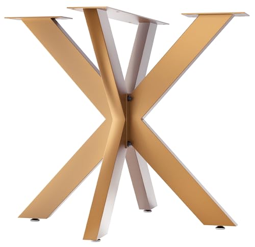 CLP Tischbeine Biloxi I Tischkufen für DIY-Tische I Höhe 71 cm I Sternförmiges Tischgestell aus pulverbeschichtetem Stahl, Farbe:Gold, Größe:85x85 cm