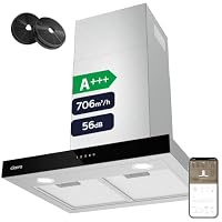 CIARRA 60cm Chimney Cooker Hood, 706m³/h, WIFI APP Touch Control CBCS6102