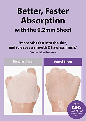 A’pieu Icing Sweet Bar Mask Sheet (8 Sheets In 1 Pack) -4 Refreshing & Cooling Fruity Flavors, Fruit Essence That Hydrates, And Nourishes - Brightens Stressed Skin- Alcohol-Free #TOP4