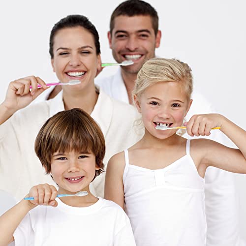 Newtay Disposable Toothbrushes Individually Wrapped Bulk Travel Size Toothbrush Soft Bristle Tooth Brushes Set Medium Manual Packaged, 5 Color (150 Pcs), Blue,Green,Orange,Red #TOP3