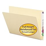 End Tab Folder, Straight Cut Extended Tab, 1-Ply, Letter, 14pt. Manila SMD24250
