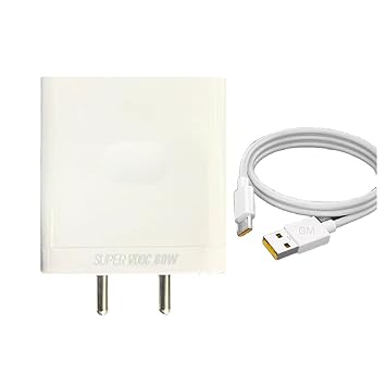GM 80 watt Super VOOC Power Adapter with Type c Cable.(80 watt Super VOOC)