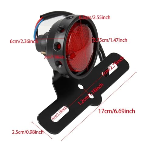 Feu stop arrière LED rétro rouge avec support de plaque moto - 6