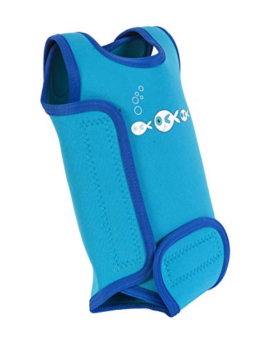 Swimbest Baby Wetsuit - A Neoprene Baby Swimming Costume/Baby Wrap for 0-24 Months with 50+ UV Protection (Blue Fish, 6-12 Months)