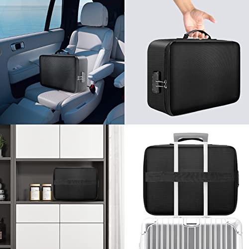 Creechwa Fireproof Document Bag With Lock, Multi-Layer Space File Folder Storage Organizer Bag, Portable Waterproof Office Travel Safe Box For Important Documents, Passports, Legal And Certificates #TOP5